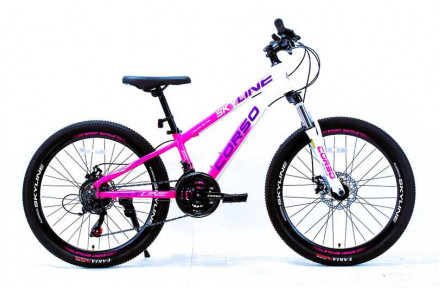 Велосипед Спортивний Corso «SKYLINE» 24" дюймів SN-24748 (1) рама алюмінієва 11’’, обладнання Shimano 21 швидкість, зібран на 75