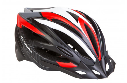 Шлем велосипедный с козырьком CIGNA WT-068, М, черно-красно-белый