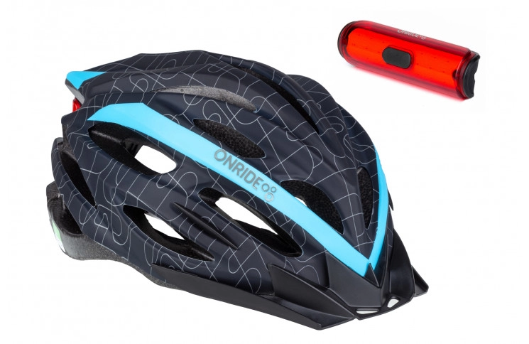 Шлем ONRIDE Grip черный/синий L (58-61 см) + Мигалка ONRIDE View 270°