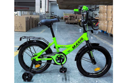 Велосипед 16" дюймів 2-х колісний "CORSO" MAXIS MX-81320 (1) ручне гальмо, дзвіночок, сидіння з ручкою, додаткові колеса, ЗІБРАНИЙ НА 75, в коробці