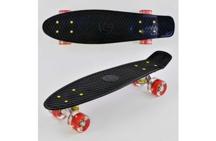 Скейт Пенни борд 0990 Best Board, ЧЕРНЫЙ, доска = 55см, колеса PU со светом, диаметр 6 см