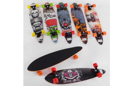 Скейт-лонгборд С 32027 6 видов, подшипник АВЕС-9, колеса PU, d=6.5см.