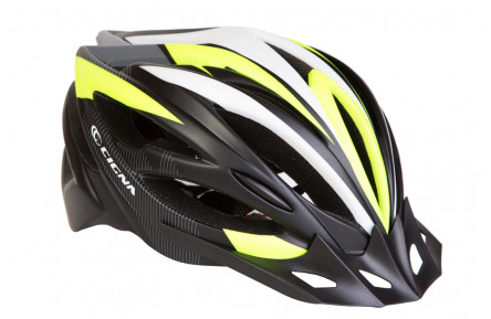 Шлем велосипедный с козырьком CIGNA WT-068, L, черно-бело-салатный