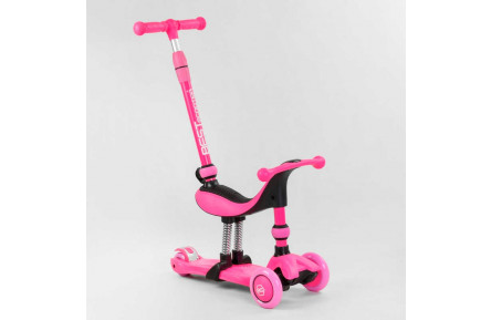 Самокат-велобег 3в1 трехколесный BS-23180 Best Scooter, 3 колеса PU со светом, сиденья, амортизаторы, родительская ручка