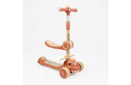 Самокат триколісний з сидінням DL-145-12 (6) колеса PU 125х40мм зі світлом, музика та підсвічування платформи, кермо складне, в коробці