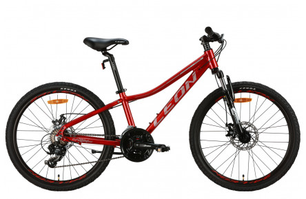 Велосипед алюміній 24" Leon JUNIOR AM DD рама-12" червоний з сірим 2024