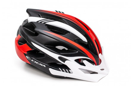 Шлем велосипедный с белым козырьком CIGNA WT-016 черно-бело-красный