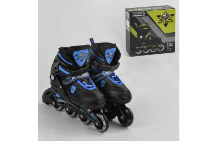 Ролики 99022-М Best Roller /розмір 35-38/ (6) БЛАКИТНІ, колеса PU, ПЕРЕДНЄ КОЛЕСО ЗІ СВІТЛОМ, d коліс - 6.5 см, в коробці
