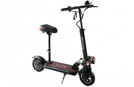 Електричний самокат Best Scooter BS-90711 10" з сидінням (800W 48V15Ah) чорний з червоним