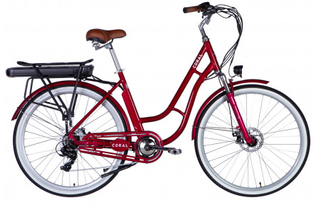 Велосипед з електроприводом 28" AL Dorozhnik eCORAL DD FR рама-19" 48B 17.5А*г 500Вт рубіновий 2026