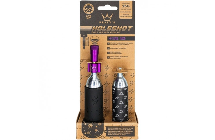 Насос Peaty's Holeshot CO2 Tyre Inflator, MTB 25g, Violet