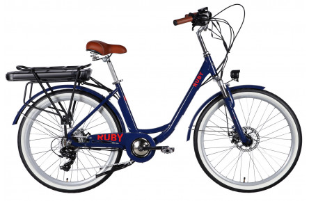 Велосипед з електроприводом 26" AL Dorozhnik eRUBY DD FR рама-17" 48B 15А*г 500Вт темно-синій 2026