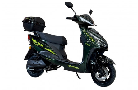 Электрический мопед Corso GTS-RR GT-510226 (1500Вт литий-железо-фосфатный 72В 30Ач) 10" черно-зеленый