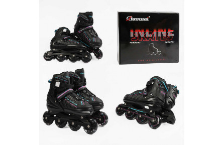 Ролики 11450-3 M розмір 35-38 (6) колеса PU, устілка 20-23 см, d – 72 мм, алюмінієва рама, підсвічування коліс, підшипник ABEC-7, в сумці