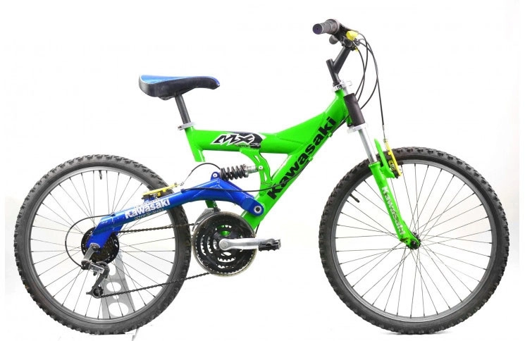 Подростковый велосипед Kawasaki MX 24 24" XS зелено-синий Б/У