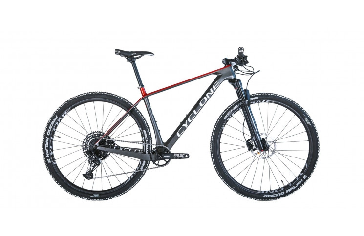 Велосипед карбоновый 29" Cyclone PRO 1 2022, 15”, серо-красный