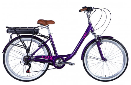 Велосипед з електроприводом Dorozhnik eLUX Vbr FR (500Вт, 36B, 12.5 Аг) 26" 17" сливовий
