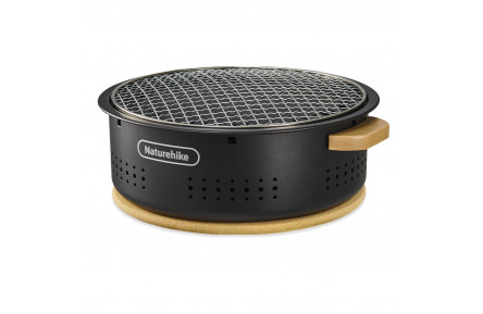 Настільна кругла піч із решіткою та сковорідкою Naturehike CNK2550CF010, 36*32.6*12 см, хромоване залізо
