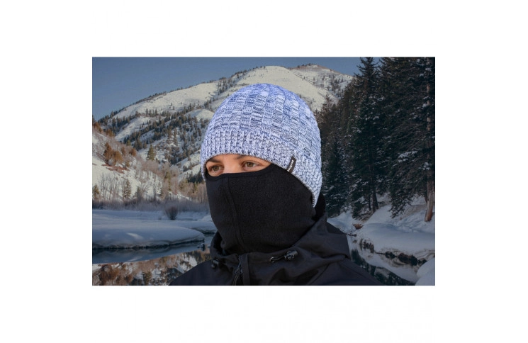 Водонепроникна шапка Dexshell Heathered Rib Knit Beanie, onesize (56-58 см), біло-сіра