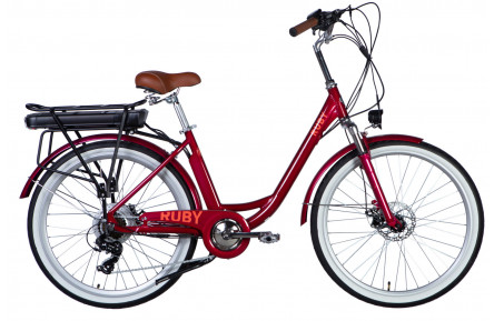 Велосипед з електроприводом 26" AL Dorozhnik eRUBY DD FR рама-17" 36B 13А*г 500Вт бордовий 2026
