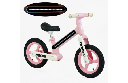 Велобіг нейлоновий Corso Shine JT-10059 12" рожевий зі світлом
