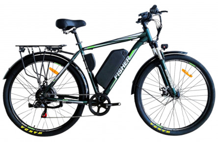Электровелосипед Corso Fisher 29" FH-46620 (600Вт 48В 20Ач), 21", зеленый, Shimano 7 скоростей