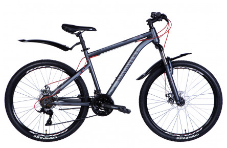 Велосипед 26 Discovery TREK AM DD frame-18" серый (матовый) с крылом Pl 2024