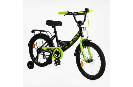 Велосипед 18" 2-х колесный "CORSO" MAXIS CL-18130, дополнительные колеса, черно-желтый