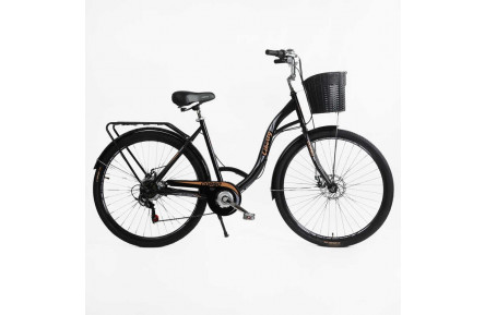 Велосипед городской Corso Liberty 28" LR-28286 + КОРЗИНА, ЧЕРНАЯ, сталь 20"