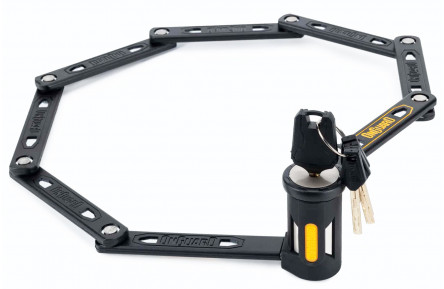 Замок складной Onguard K9 Heavy Duty, 112см, прорезиненный короб-держатель на раму, 4 ключа + 1 с подсветкой.