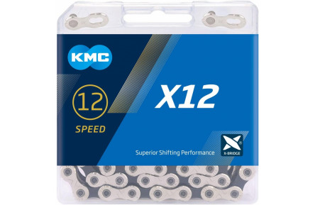 Ланцюг KMC X12 12 швидкостей 126 ланок + замок срібний/срібний
