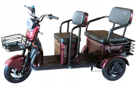 Электрический трицикл Corso RAW Pro RL-139780 (1200Вт литий-железно-фосфатный 72В 24Ач) 10" бордовый