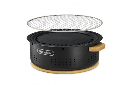 Настільна кругла піч із решіткою та сковорідкою Naturehike CNK2550CF010, 36*32.6*12 см, хромоване залізо