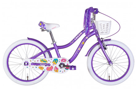 Велосипед алюміній 20 Formula CREAM гальмівна рама-10" фіолетовий з корзиною Pl з крилом Pl 2024