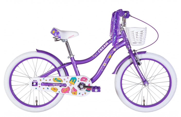Велосипед алюміній 20 Formula CREAM гальмівна рама-10" фіолетовий з корзиною Pl з крилом Pl 2024