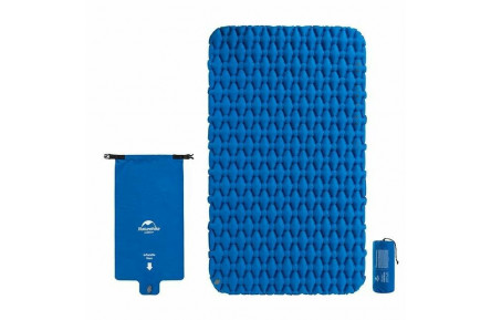 Коврик надувной двухместный с надувным мешком Naturehike FC-11 NH19Z055-P, 65мм, голубой