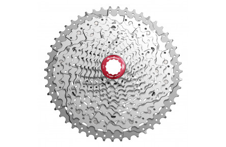 Кассета 11-k 11-46T SUN RACE MX8 MTB, алюминиевый паук, Metallic Silver