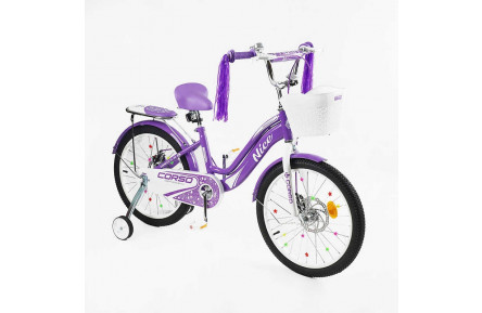 Велосипед 2-х колісний 20" Corso Nice NC-20105 фіолетово-білий