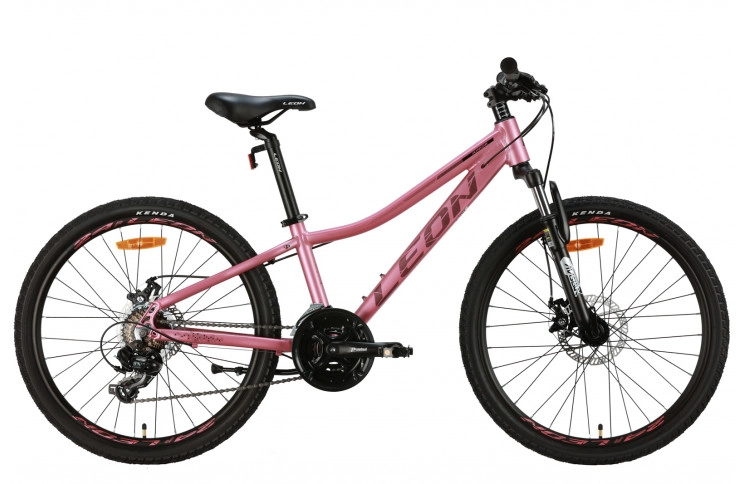 Велосипед Leon JUNIOR AM DD AL 2024 24" 12" розовый с черным (матовый)