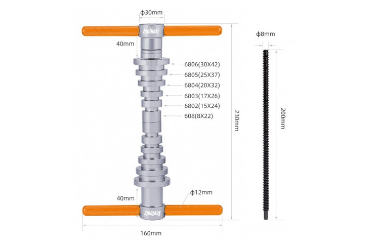 Інструмент Ice Toolz E296 для запресування підшипників втулок, рам та деяких кареток