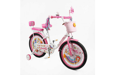 Велосипед 20" дюймів 2-х колісний "Corso" Emily ML-76599 (1) кошик, прикраси, ручне гальмо, дзвіночок, додаткові колеса, ЗІБРАНИЙ НА 75, в коробці