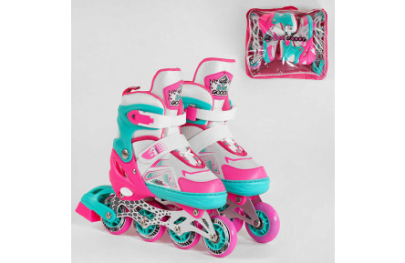 Ролики 91404-L Best Roller /розмір 38-42/ (6) колеса PU, ПЕРЕДНЄ КОЛЕСО ЗІ СВІТЛОМ, в сумці, d коліс – 7 см