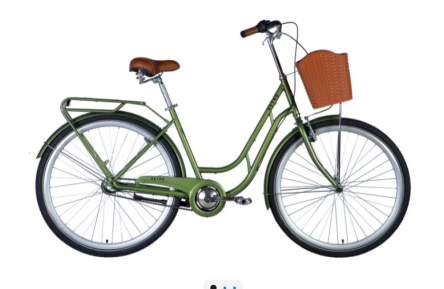 Велосипед знижений в ціні ST 28" Dorozhnik RETRO планет. з багажником задн St з кошиком Pl з крилом St 2024 STK-D-332 (темно-зелений)