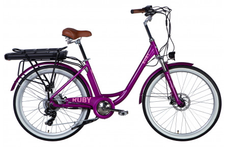 Велосипед с электроприводом Dorozhnik eRUBY DD FR 26" AL 17" 36B 17.5А*ч 500Вт пурпурный YS 7809 2025