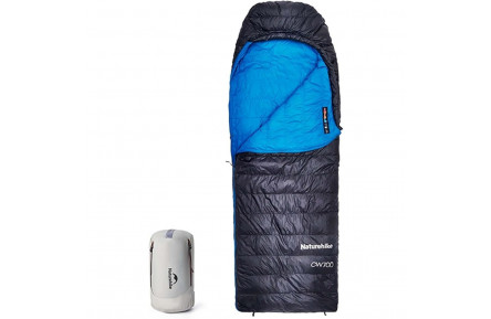 Спальник з натуральним пухом Naturehike CW700 CNK2450WS048, p-р M, чорно-блакитний