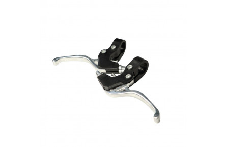 Ручки гальмівні Алюмiнiй + пластик під 2 пальці . PJ-65PA чорний зі сріблястим