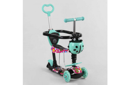 Самокат 5в1 S 1342 (1) Best Scooter, АБСТРАКЦІЯ, із захисним бампером, PU колеса, ПІДСВІЧУВАННЯ КОЛІС, в коробці
