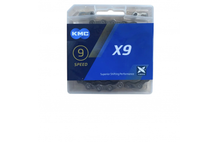 Цепь KMC X9 Gray 114 звеньев с замком в боксе