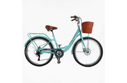 Велосипед городской Corso Polaris 26" PS-63909 + КОРЗИНА сталь 16.5"