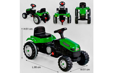 Трактор педальний Pilsan 07-314 колір ЗЕЛЕНИЙ, класксон на кермі